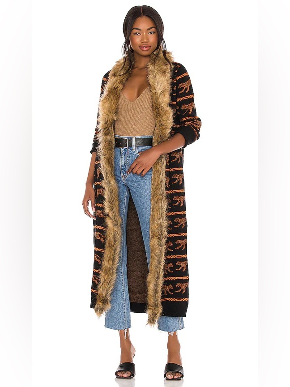 Show Me Your Mumu Langston Faux Fur Trim Cardigan